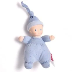 Poupée De Chiffon Premier âge Bleue à Pois 22 Cm Tête Caoutchouc NaturelBonikka - Poupée Naissance -Jouets De Confort En Peluche Boutique poupee de chiffon premier age rose cm tete caoutchouc naturel bonikka poupee naissance 2