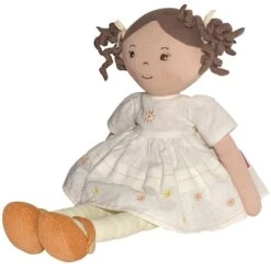 Poupée De Chiffons Aux Cheveux Bruns Cecilia En Robe De Lin Crème 42cm Bonikka - Grande Poupée -Jouets De Confort En Peluche Boutique poupee de chiffons cheveux bruns cecilia en robe de lin bonikka grande poupee 3