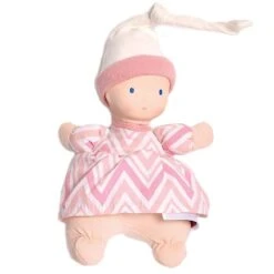 Poupée En Tissu Premier âge Rose Chevrons 22 Cm Tête Caoutchouc NaturelBonikka - Poupée Naissance -Jouets De Confort En Peluche Boutique poupee en tissu premier age rose chevrons tete caoutchouc naturel bonikka poupee naissance 2