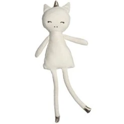 Poupée Hochet Fabelab® Licorne Merveilleuse 28 Cm Blanche Coton Bio GOTS- Jouet Bio Scandinave