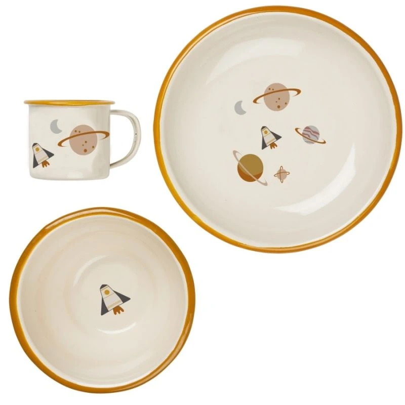 Set Vaisselle Enfant Acier Émaillé 3 Pièces Univers De Planètes Fabelab® - Vaisselle Enfant Métal 1 Set Vaisselle Enfant Acier Émaillé 3 Pièces Univers De Planètes Fabelab® - Vaisselle Enfant Métal