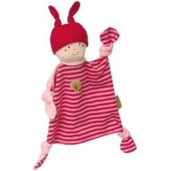 Doudou Plat Noeud Poupée Lutin Roses 26 Cm Coton Bio Sigikid® - Doudou Plat Bio